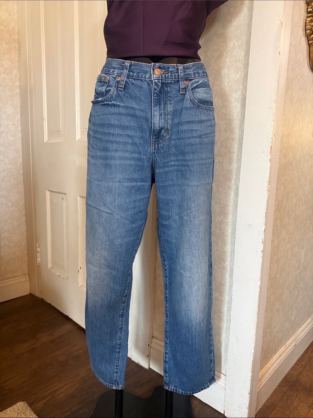 J Crew Ankle Slouchy Boyfriend Denim Blue Jeans Medium Wash Sz 30